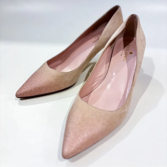 KATE SPADE Melanie pink suede heel pumps with glitter - Picture 2 of 8
